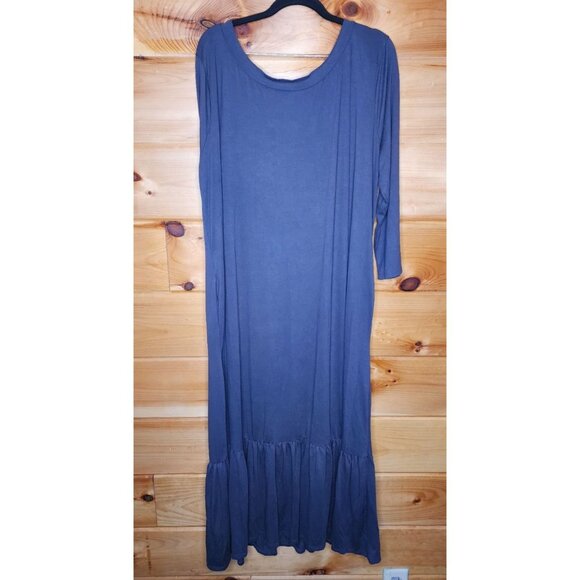 Zenana Outfitters Maxi Dress Womens Plus Size 3X Side Dark Gray Pockets - Picture 3 of 5